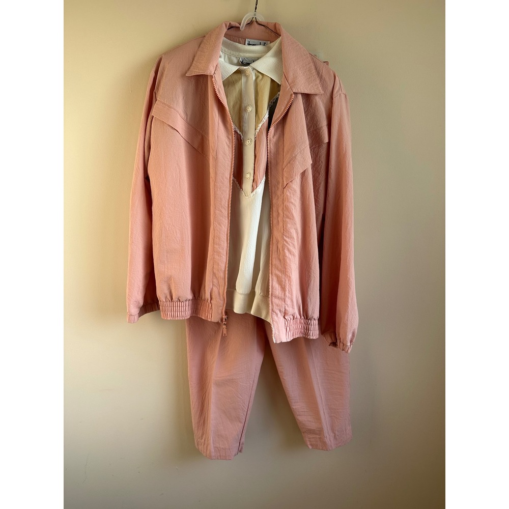 Vtg 80s/90s Teddi 3 Piece Track Suit Set Colorblock Jacket Top Pants #0063